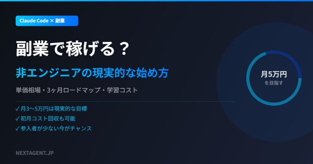 Claude Codeで副業は稼げる？非エンジニアが月5万円を目指す始め方【2026年版】