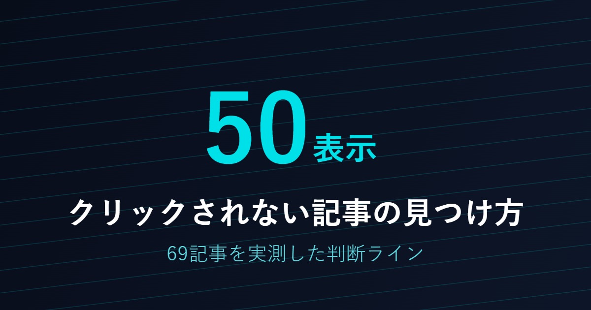 Search Consoleで「クリックされない記事」を見つける手順|69記事を実測した判断ライン